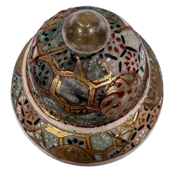 Vintage Satsuma Style Moriage Lidded Ginger Jar 4.5" Unsigned Japanese Decor - Picture 6 of 11